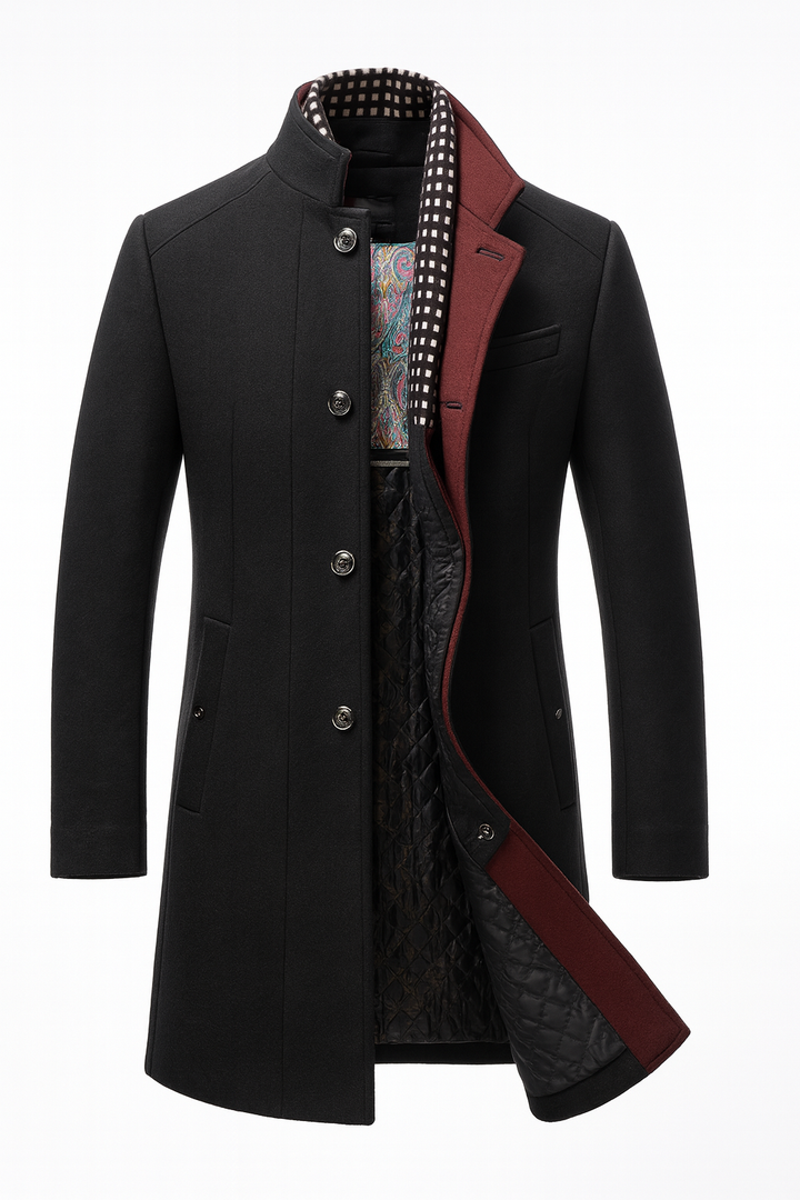 Araminta contrast trim stand collar coat – image 3