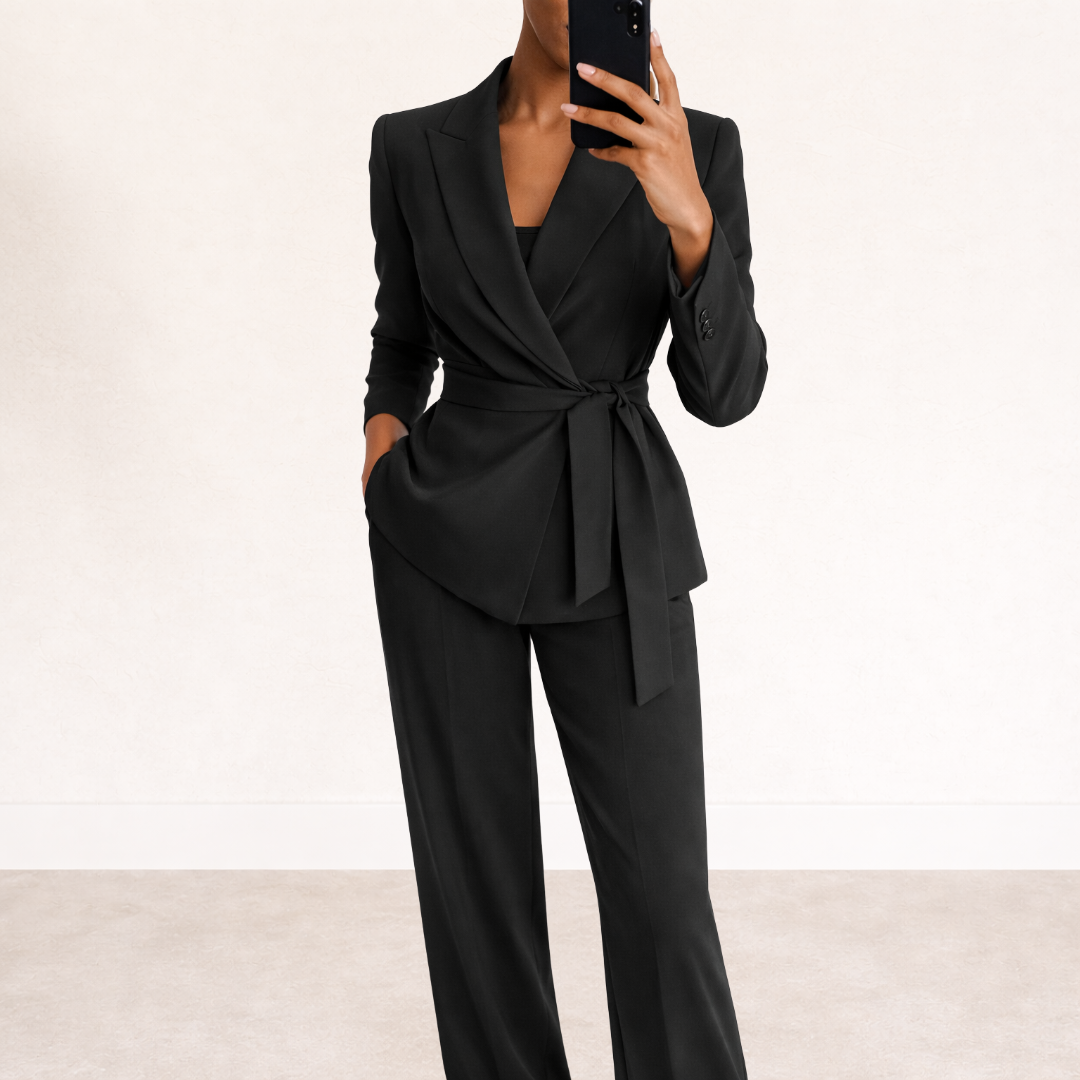 Meriel tie waist top and wide leg set – image 4