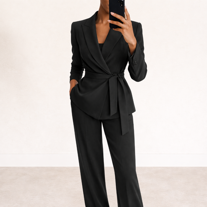 Meriel tie waist top and wide leg set – image 4
