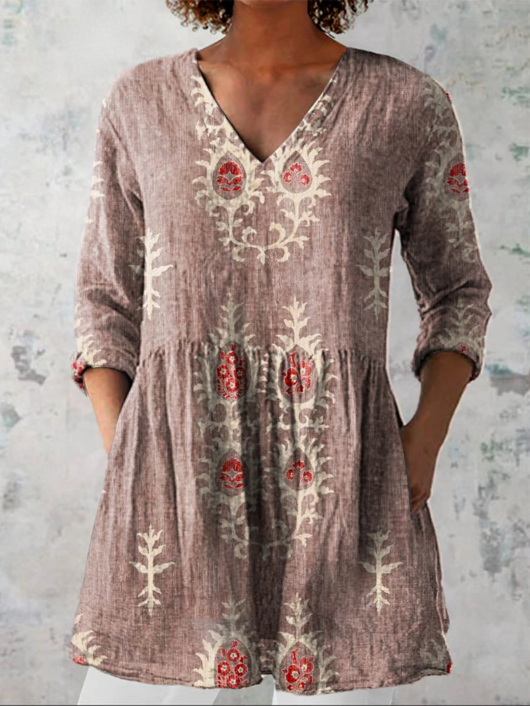 Celestia longline V neck blouse – image 6