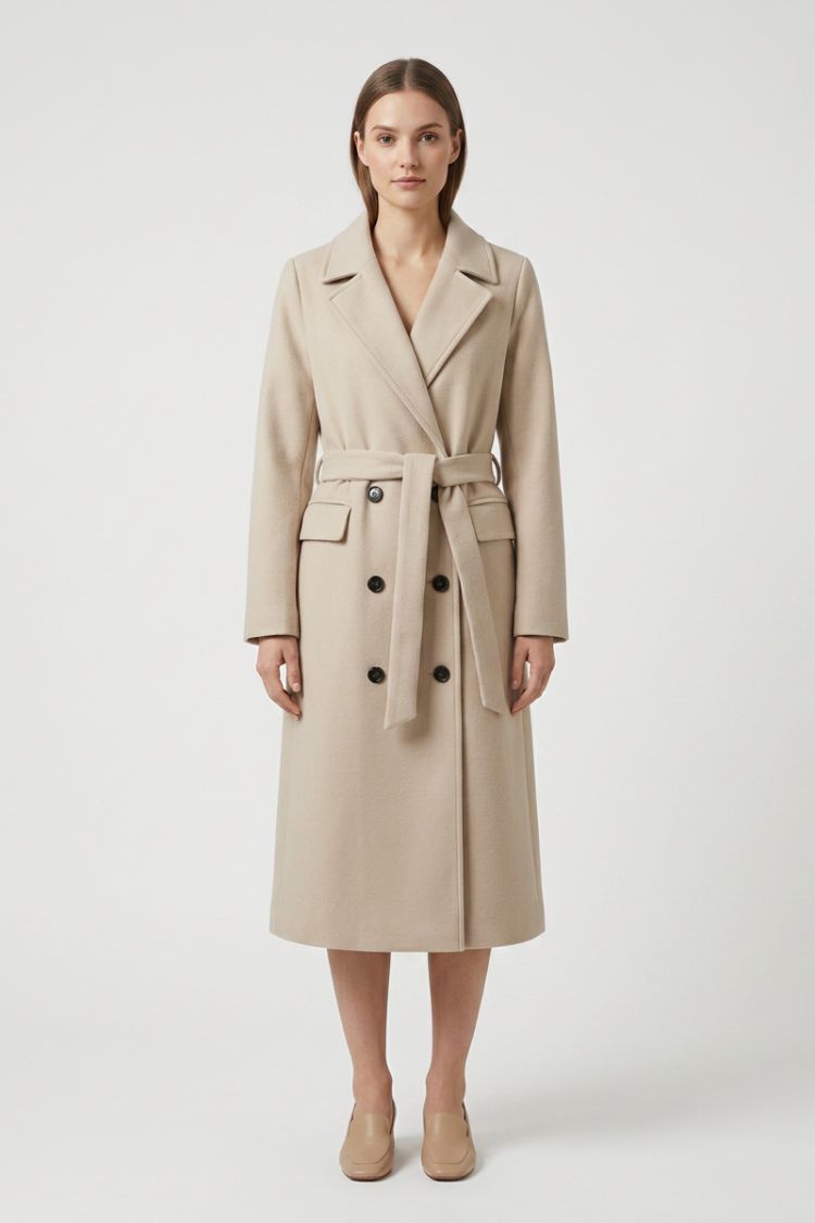 Blanchette notched collar belted long coat – image 4