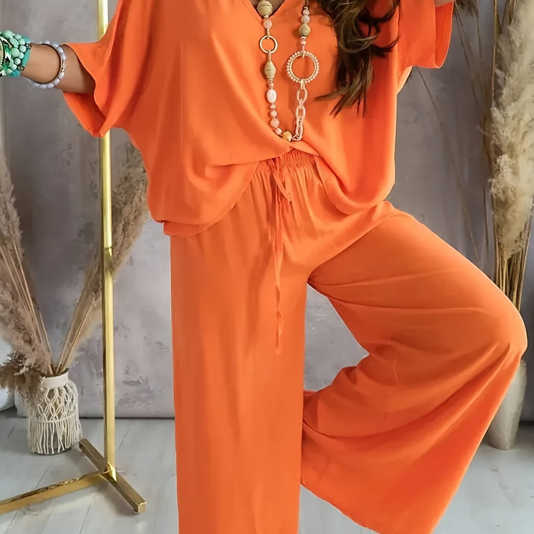 Mirabel V neck top and wide trouser set – image 9