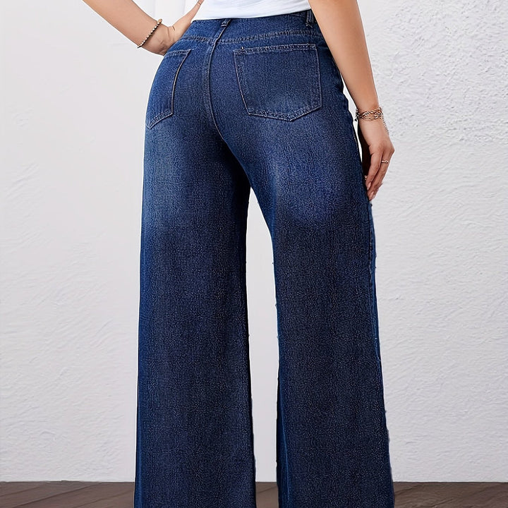 Freya blue high waist wide leg jeans, full length