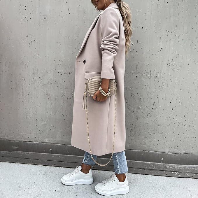Ailsa double breasted long coat with flap pockets – image 4