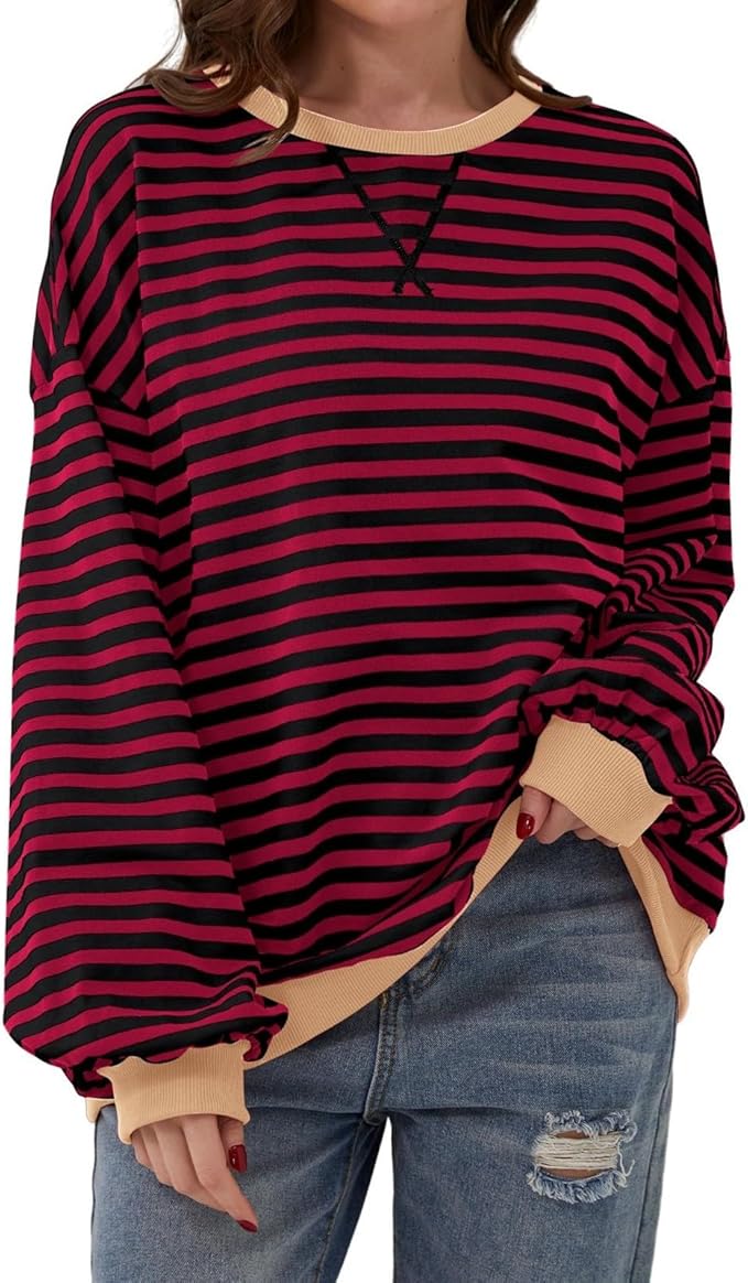 Donatella cosy oversized striped jumper – image 13