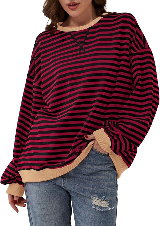 Donatella cosy oversized striped jumper – image 17
