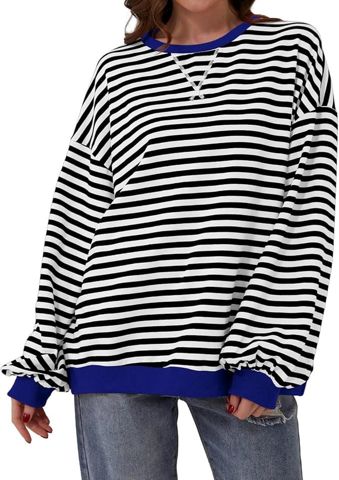Donatella cosy oversized striped jumper – image 7
