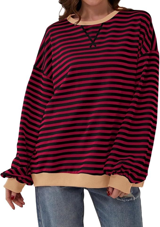 Donatella cosy oversized striped jumper – image 2