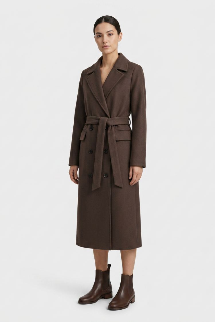 Blanchette notched collar belted long coat – image 10