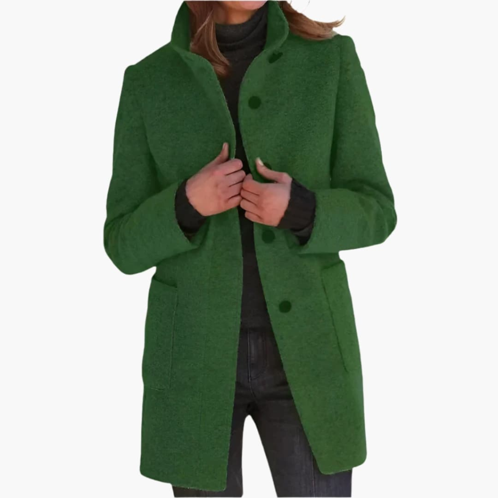 Octavia Elegant Stand Collar Coat with Pockets