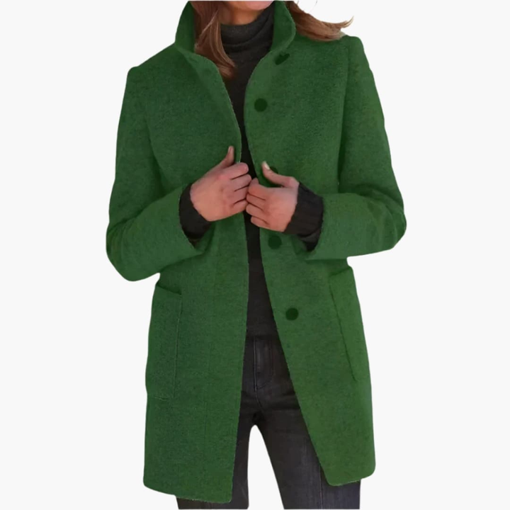 Octavia Elegant Stand Collar Coat with Pockets