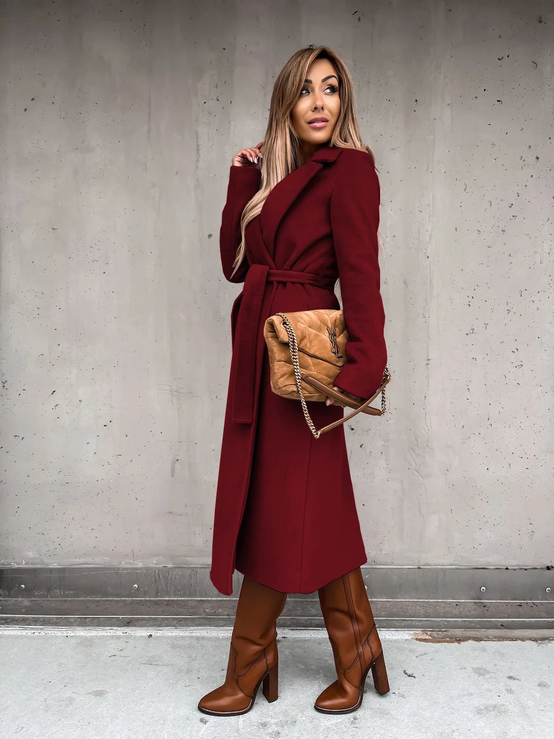 Albane belted wrap coat with notch lapels – image 7