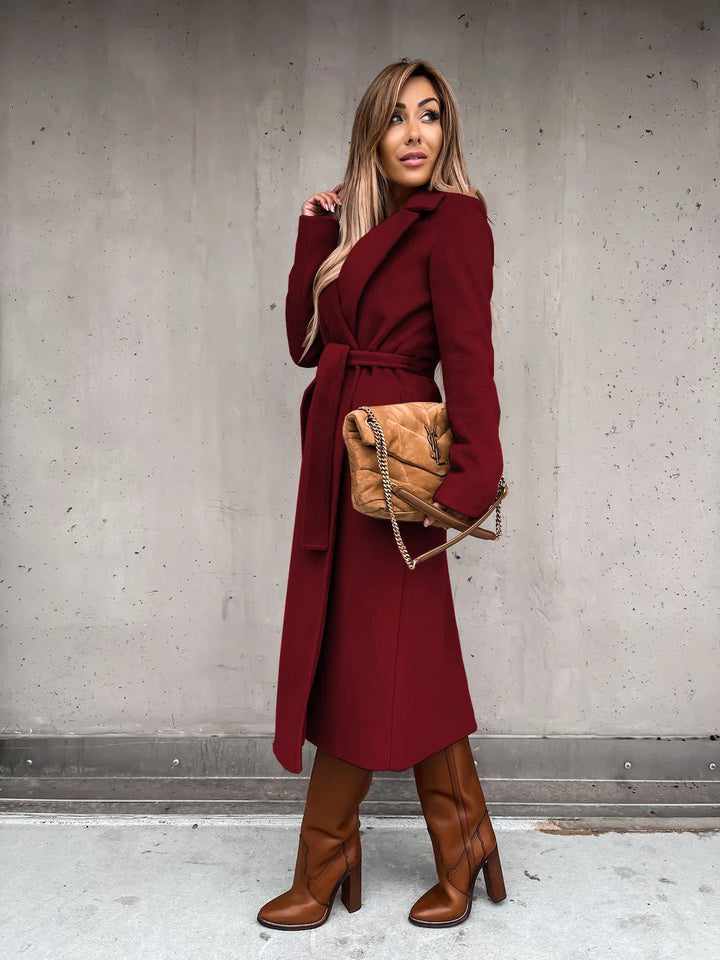 Albane belted wrap coat with notch lapels – image 7