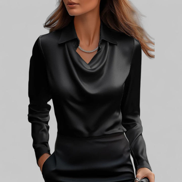 Theresa | Elegant Cowl Neck Satin Blouse