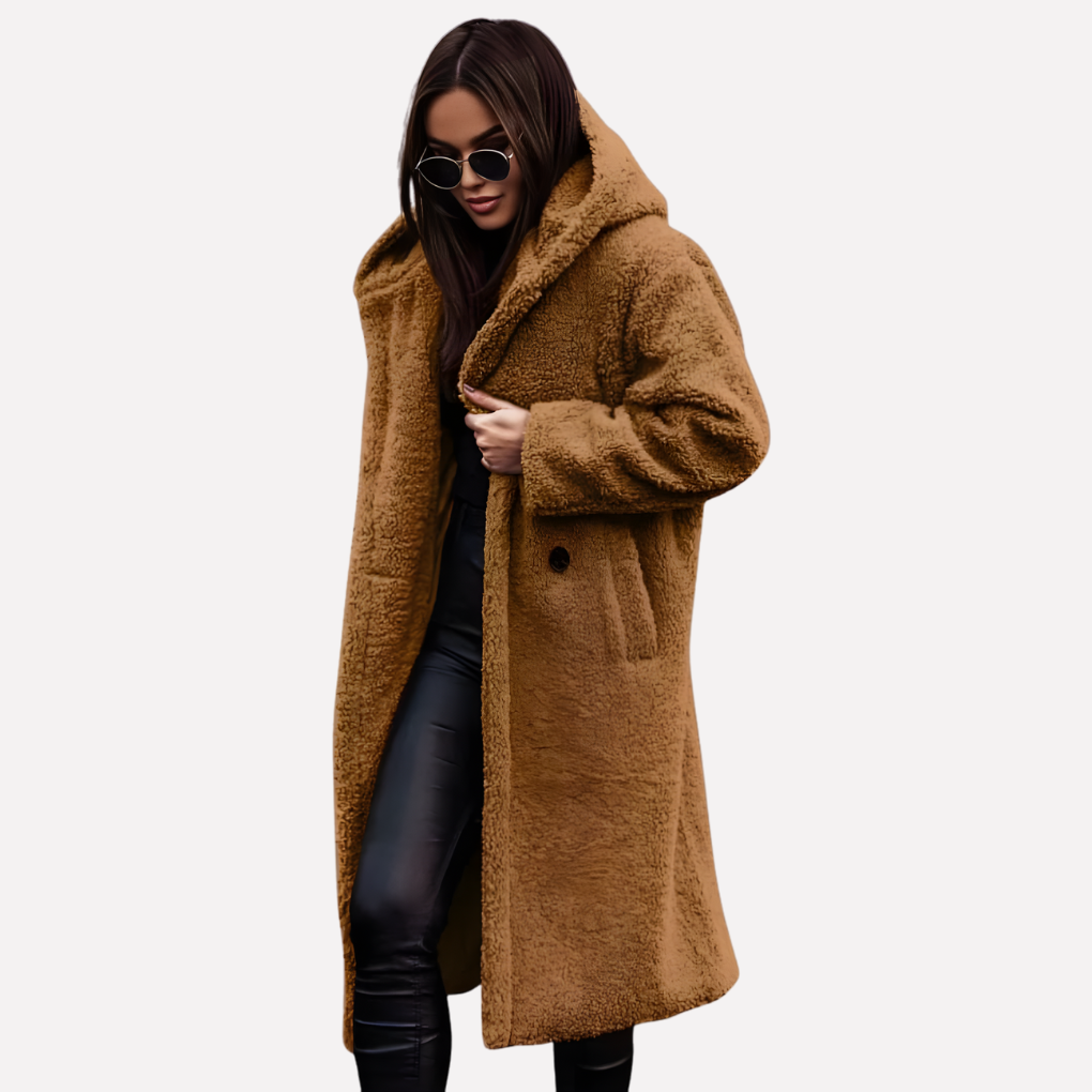 Gemma Elegant Hooded Button Front Coat - image 2