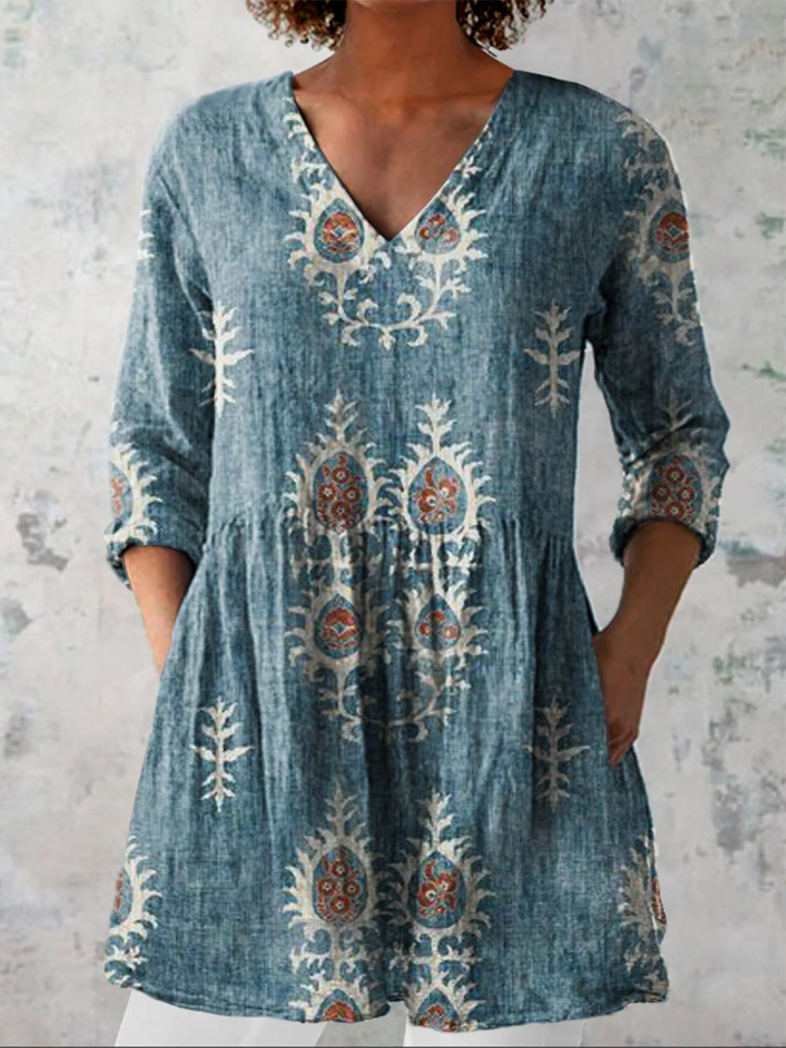Celestia longline V neck blouse – image 3