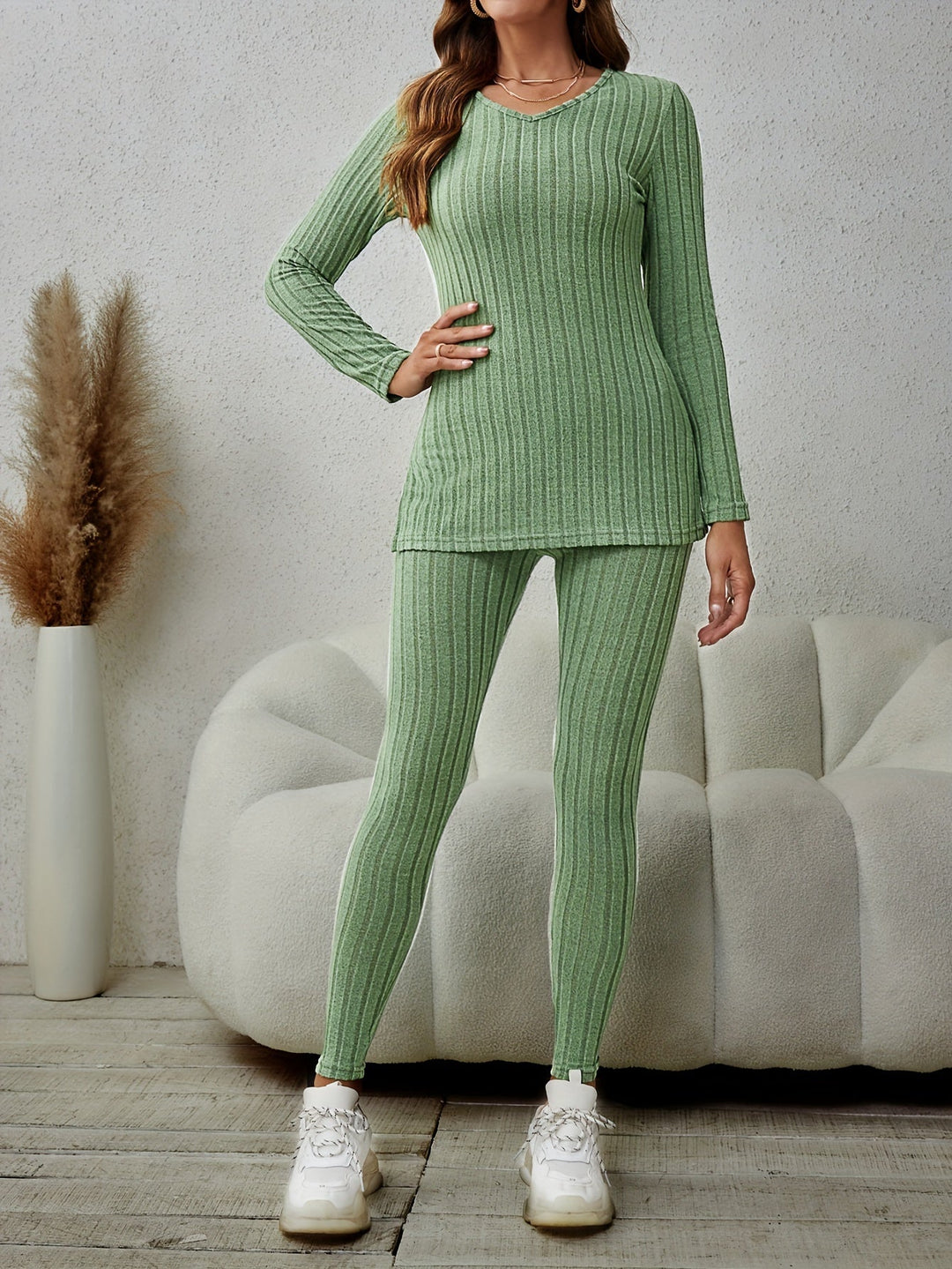 Caprice soft fine rib two piece lounge set – image 7