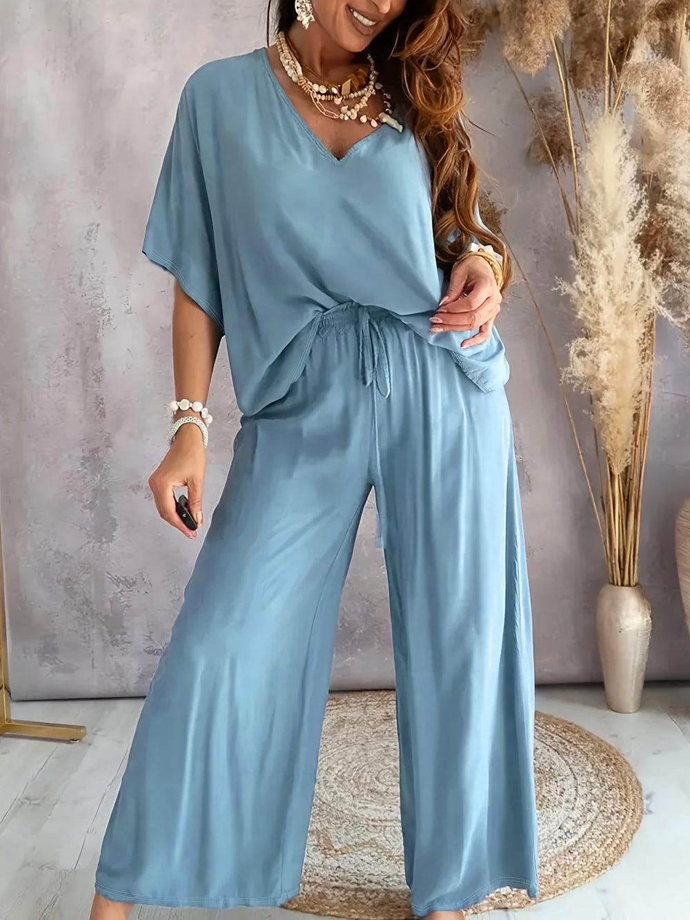 Mirabel V neck top and wide trouser set – image 2