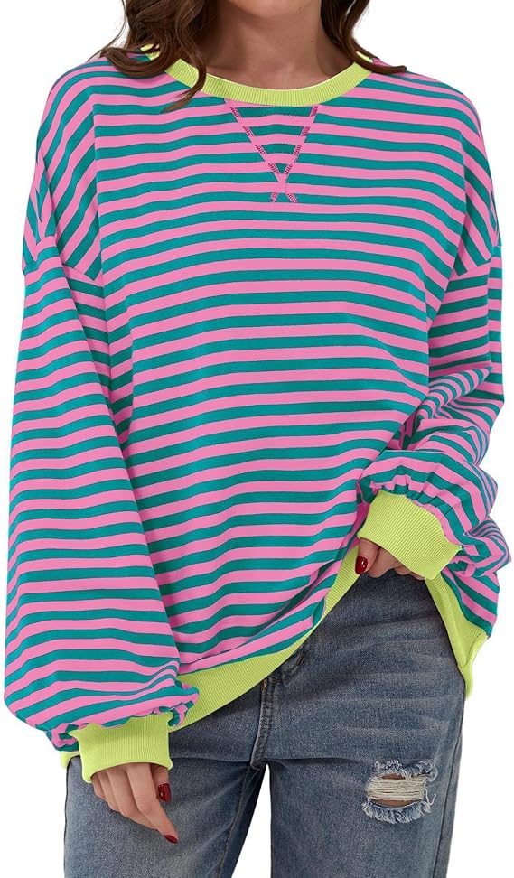 Donatella cosy oversized striped jumper – image 6
