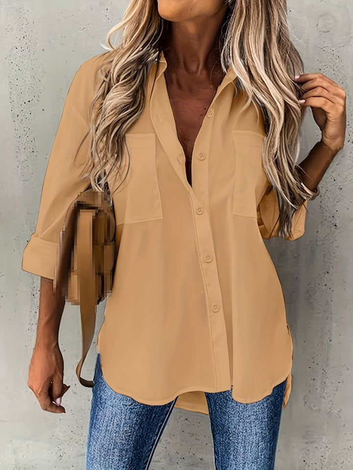 Marigold long sleeve button front blouse – image 5