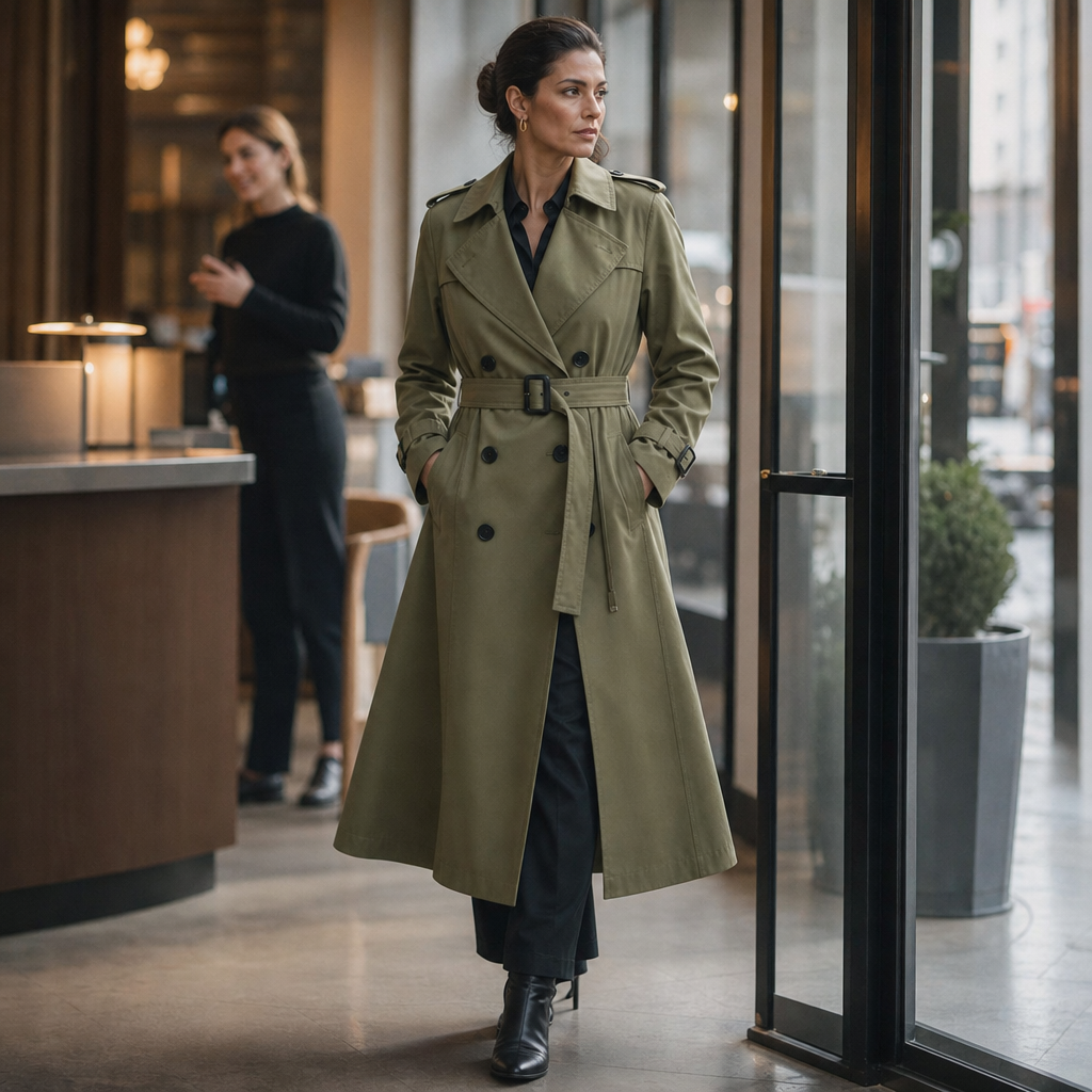 Lettice long double breasted trench coat – image 9