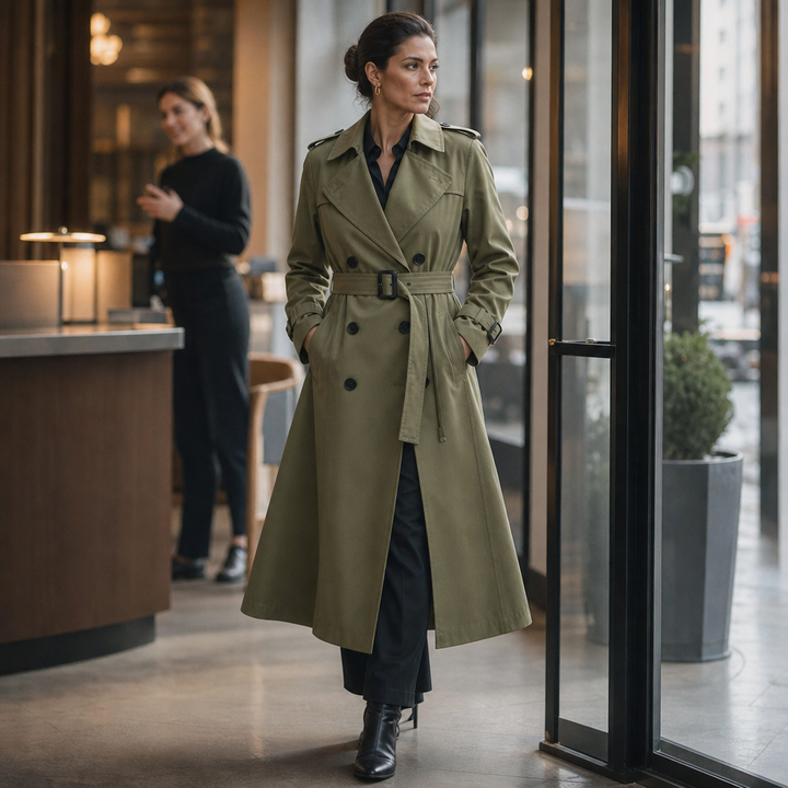 Lettice long double breasted trench coat – image 9