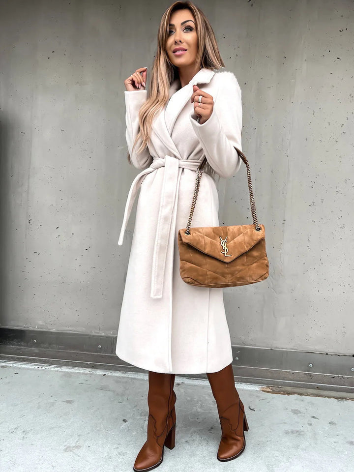 Albane belted wrap coat with notch lapels – image 8