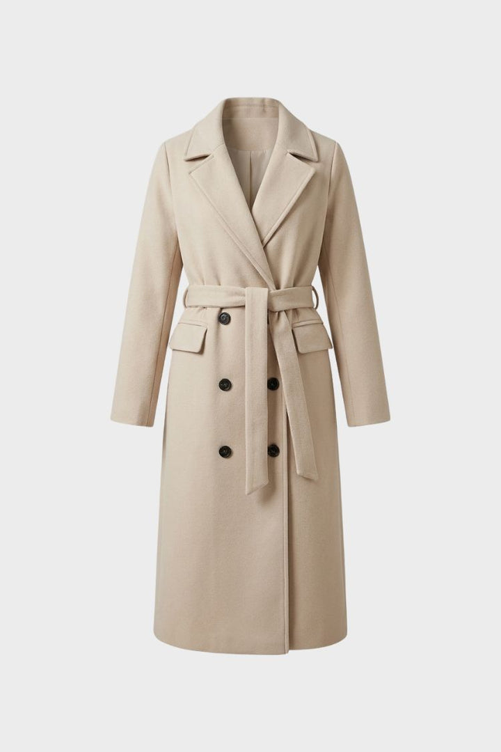 Blanchette notched collar belted long coat