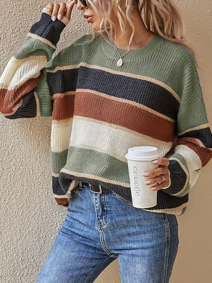 Marcelline chunky colour block striped jumper – image 2