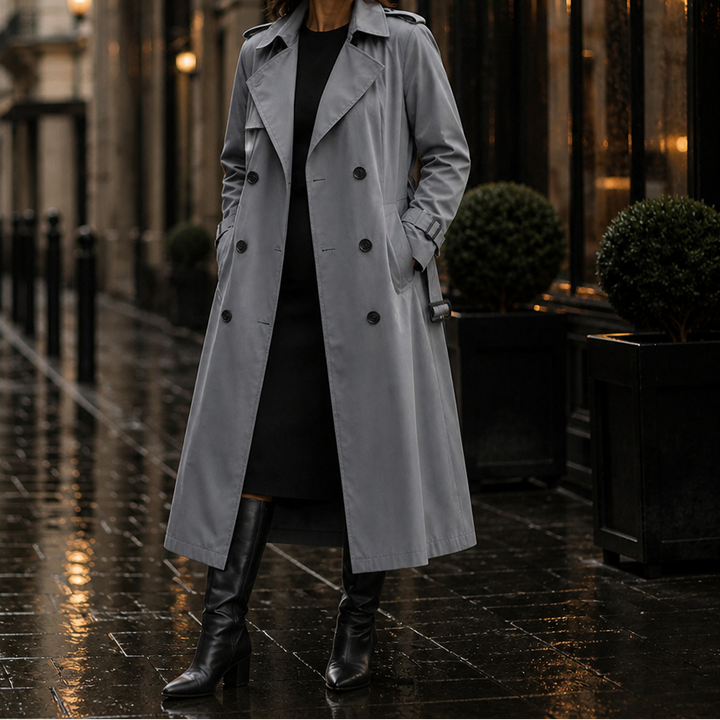 Lettice long double breasted trench coat – image 4