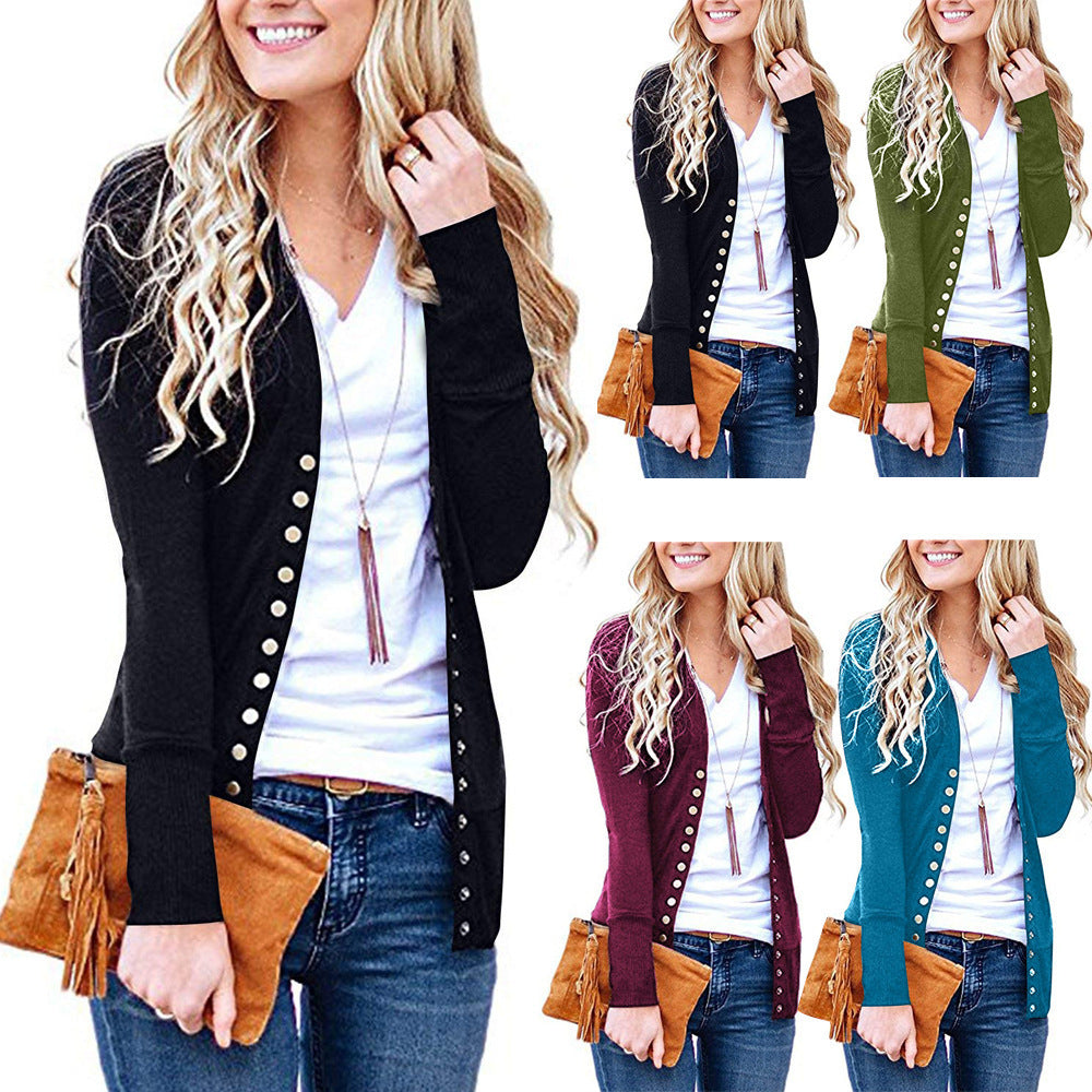 Stine fine knit cardigan with metal buttons