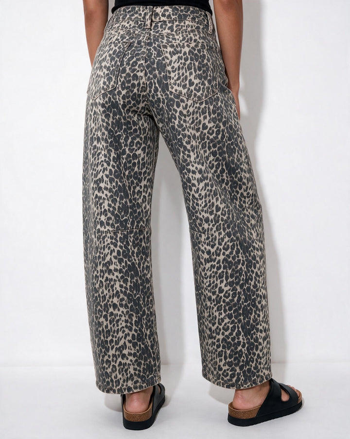 Meredith | Elegant Leopard Print Wide Leg Trousers