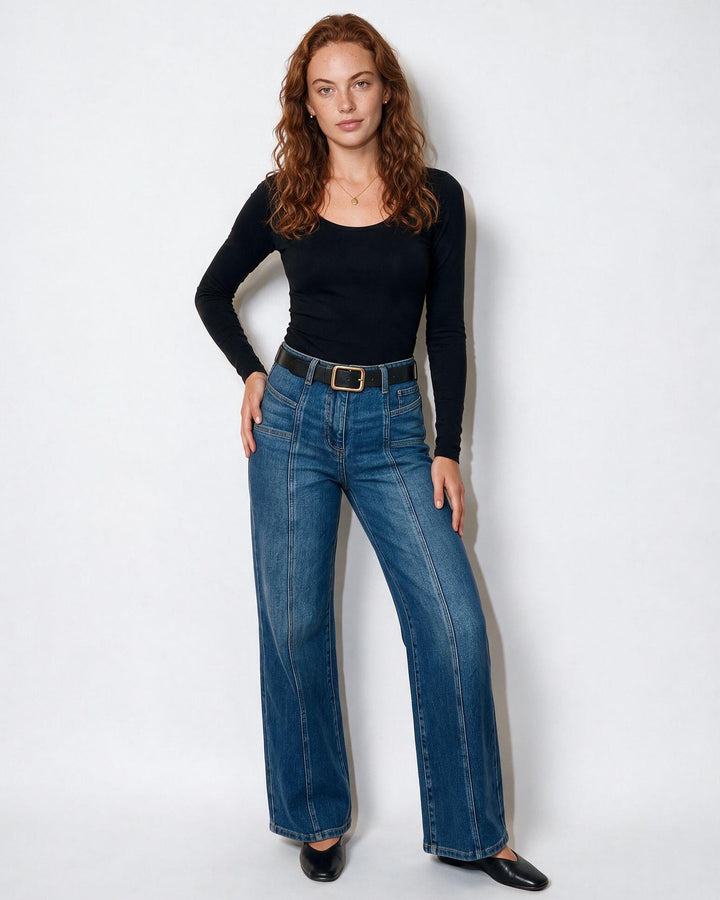Juno | Elegant High Waist Wide Leg Jeans