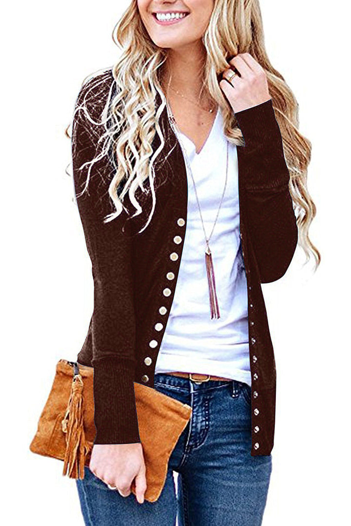 Stine fine knit cardigan with metal buttons – image 12
