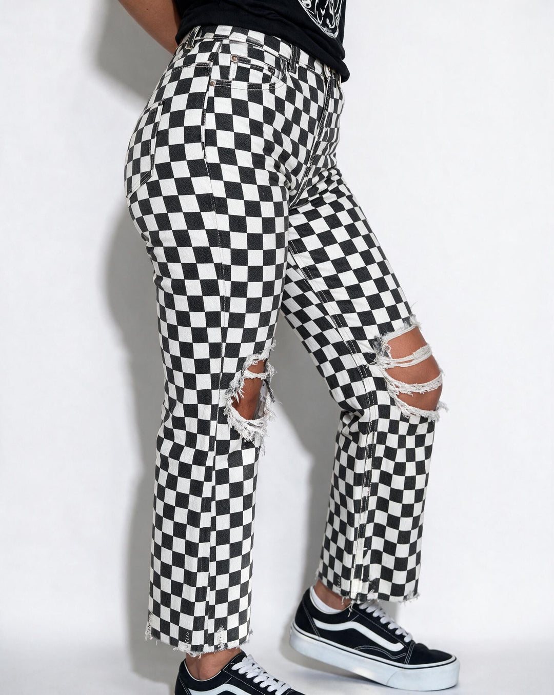 Lavinia | Elegant Checkerboard Straight Leg Jeans