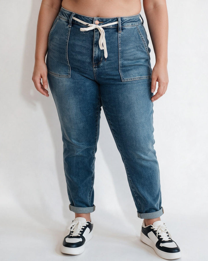Harriet | Elegant Drawstring Tapered Jeans
