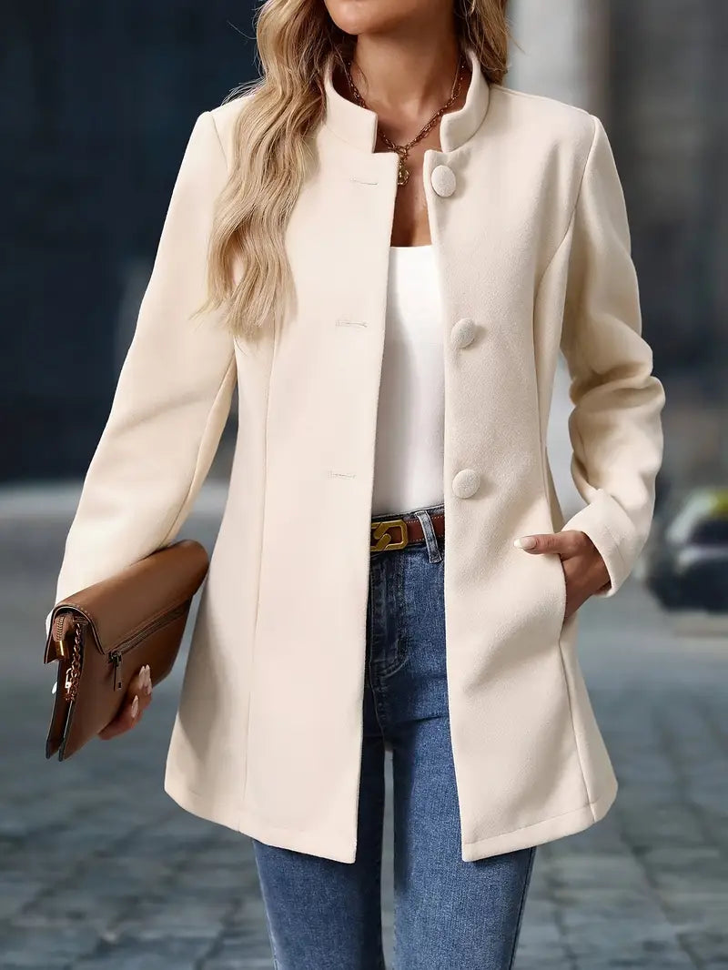 Rosie stand collar coat with decorative buttons – image 8
