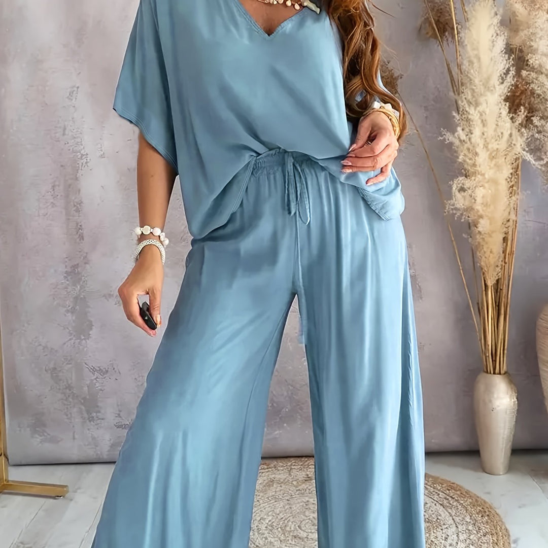 Mirabel V neck top and wide trouser set – image 8