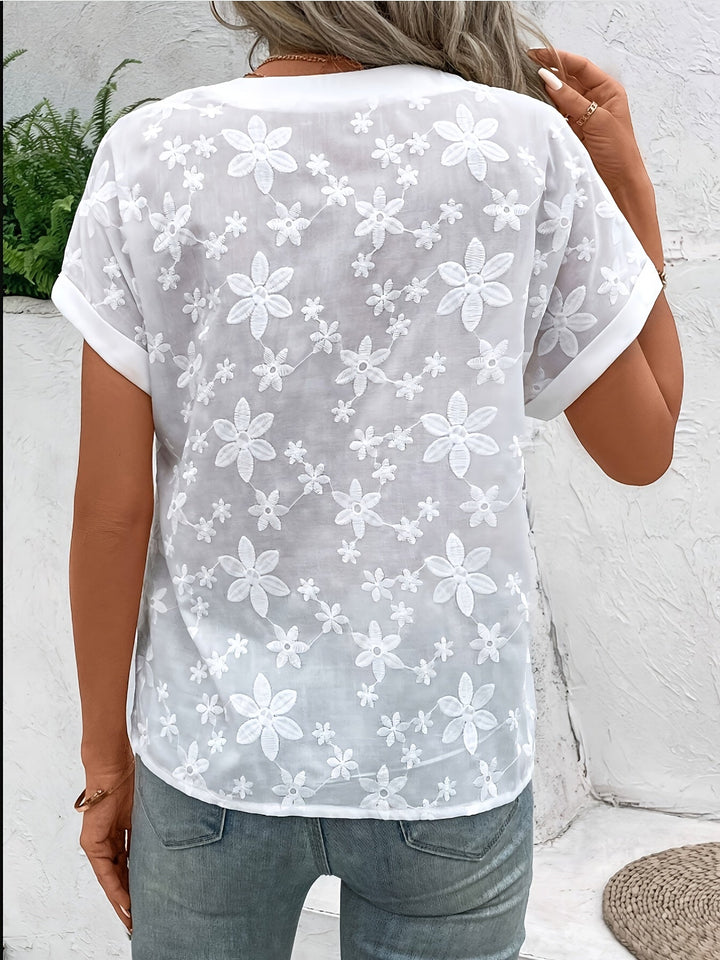 Celine Elegant Floral V Neck Blouse - image 3