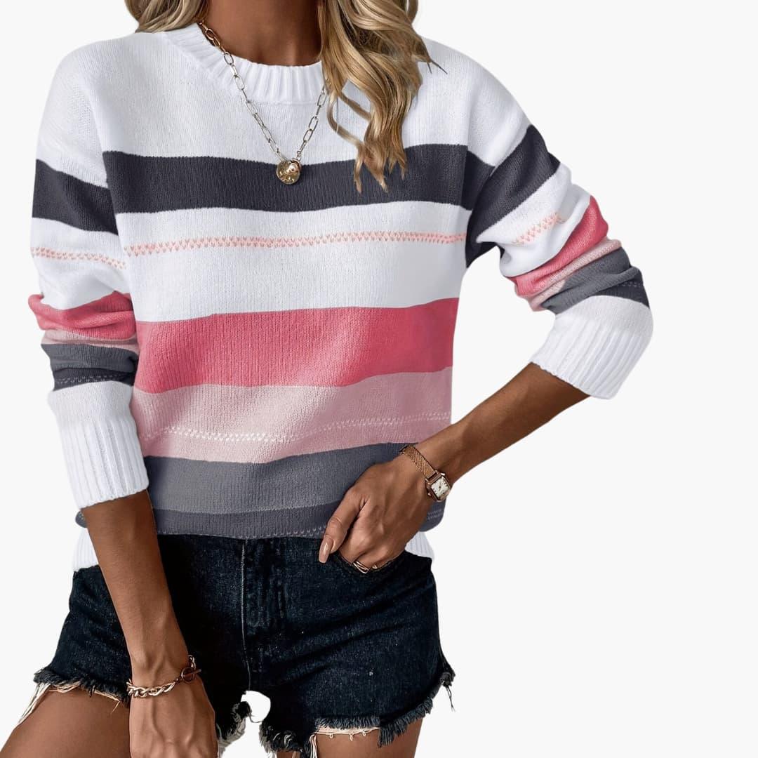 Bethan oversized striped crew neck jumper – image 2