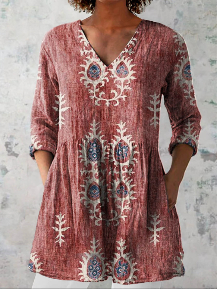 Celestia longline V neck blouse – image 4