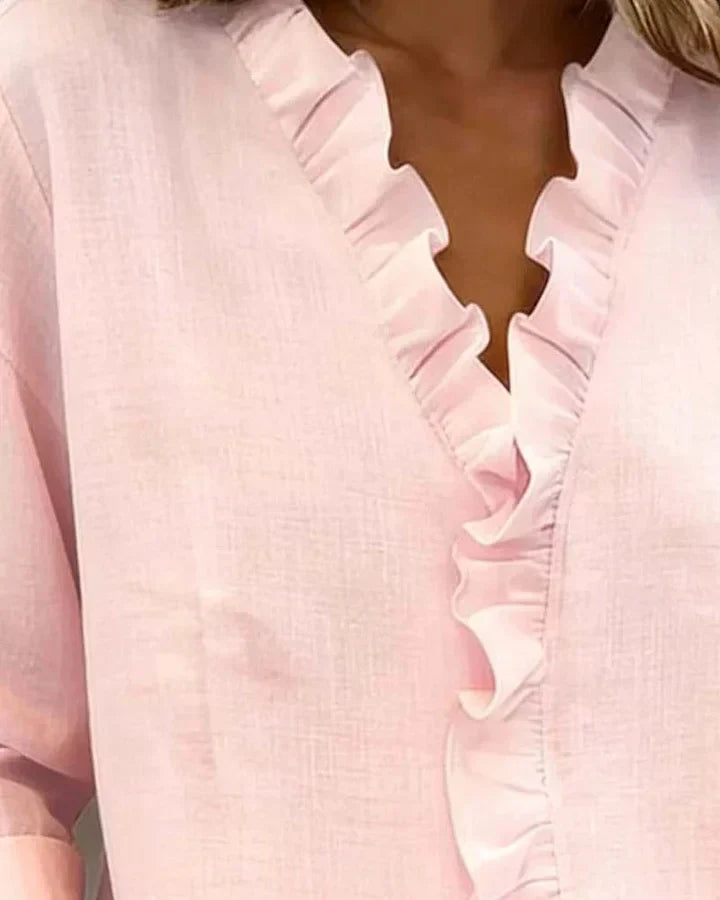 Sorrel ruffle v neck blouse – image 12