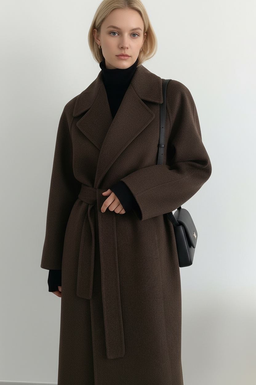 Ianthe belted long coat with wide lapels – image 8