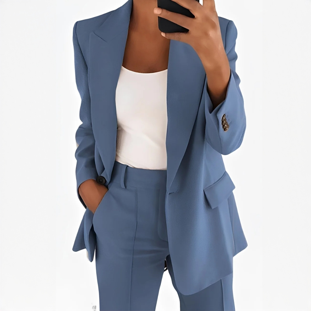 Muriel blazer and trouser set in dark blue