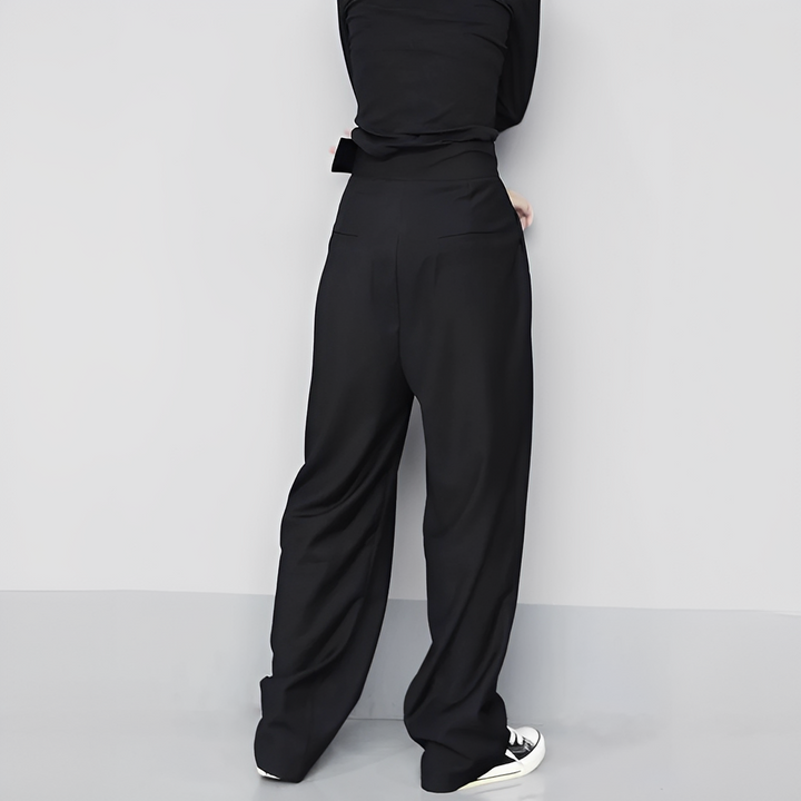 Marisa black wide leg trousers, side view