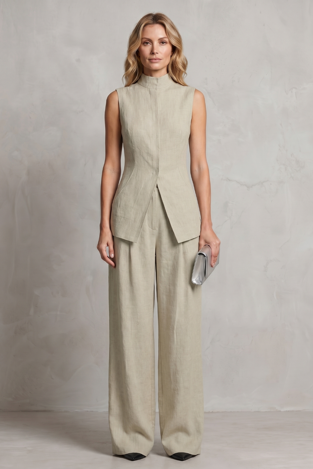 Ulla asymmetric draped top and wide leg trouser set – image 16