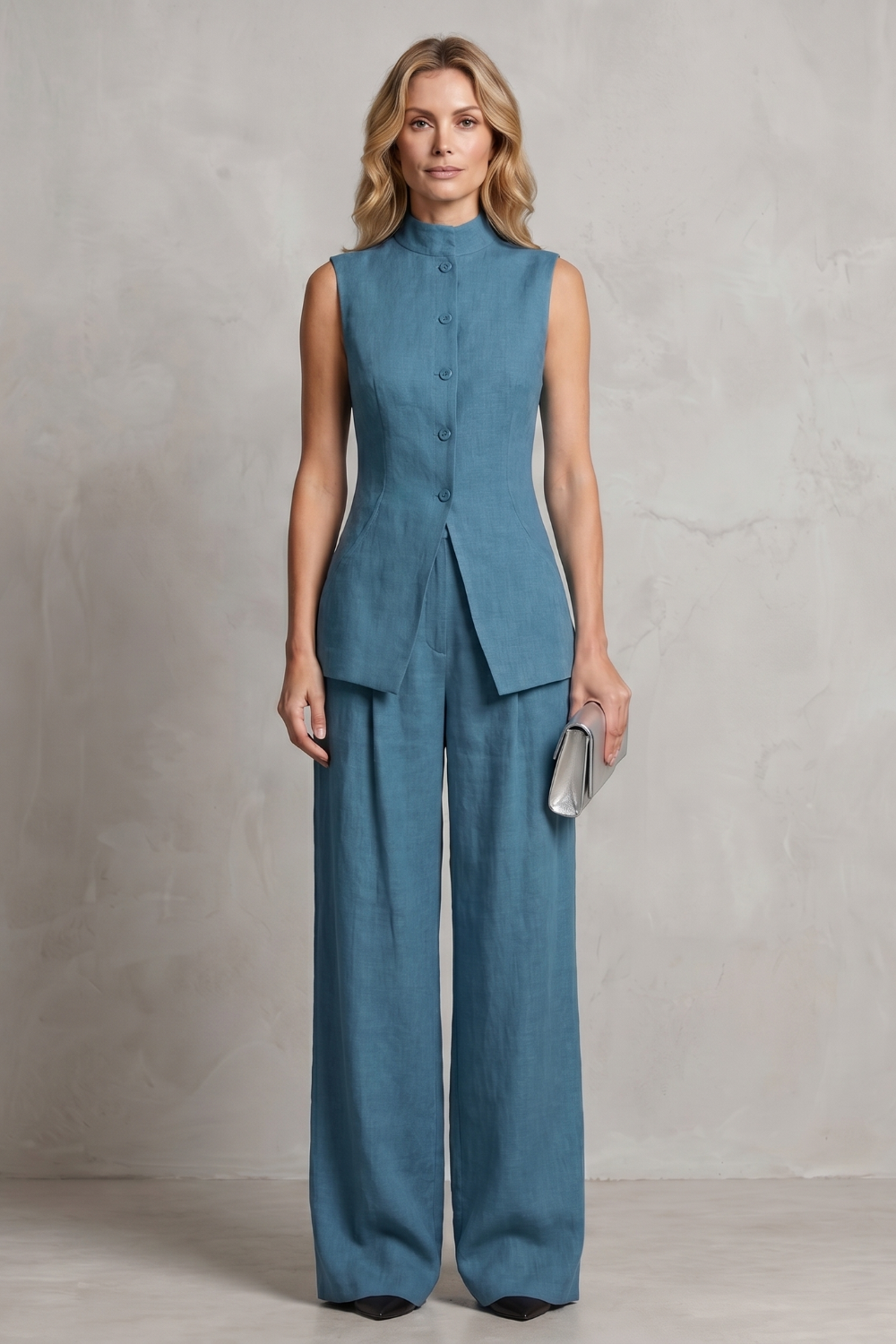 Ulla asymmetric draped top and wide leg trouser set – image 8