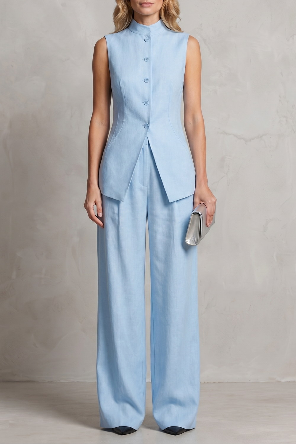 Ulla asymmetric draped top and wide leg trouser set – image 13