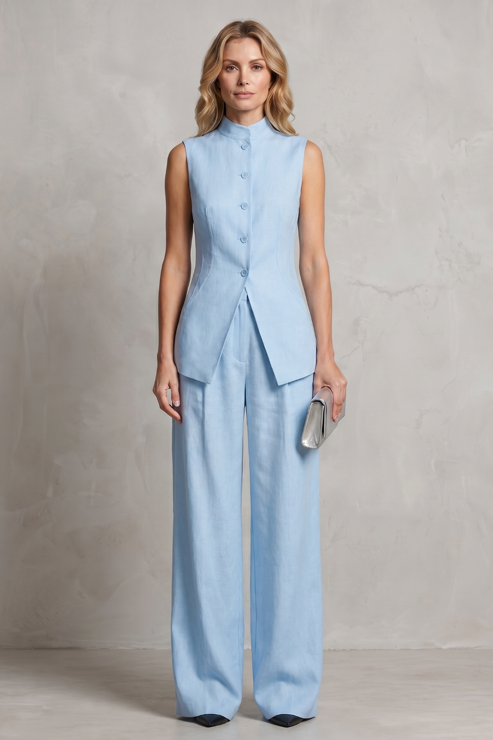 Ulla asymmetric draped top and wide leg trouser set – image 14