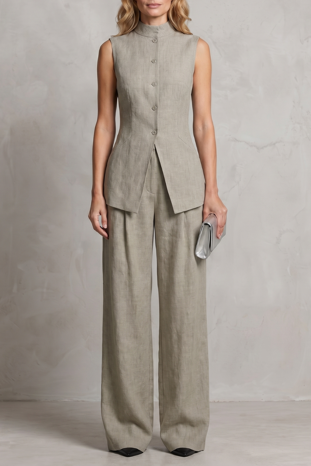 Ulla asymmetric draped top and wide leg trouser set – image 9